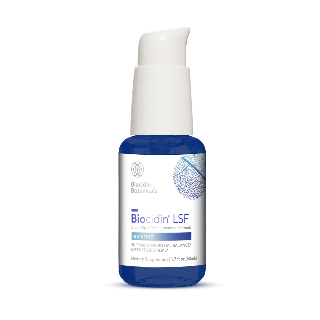 Bottle of Biocidin LSF on a white background