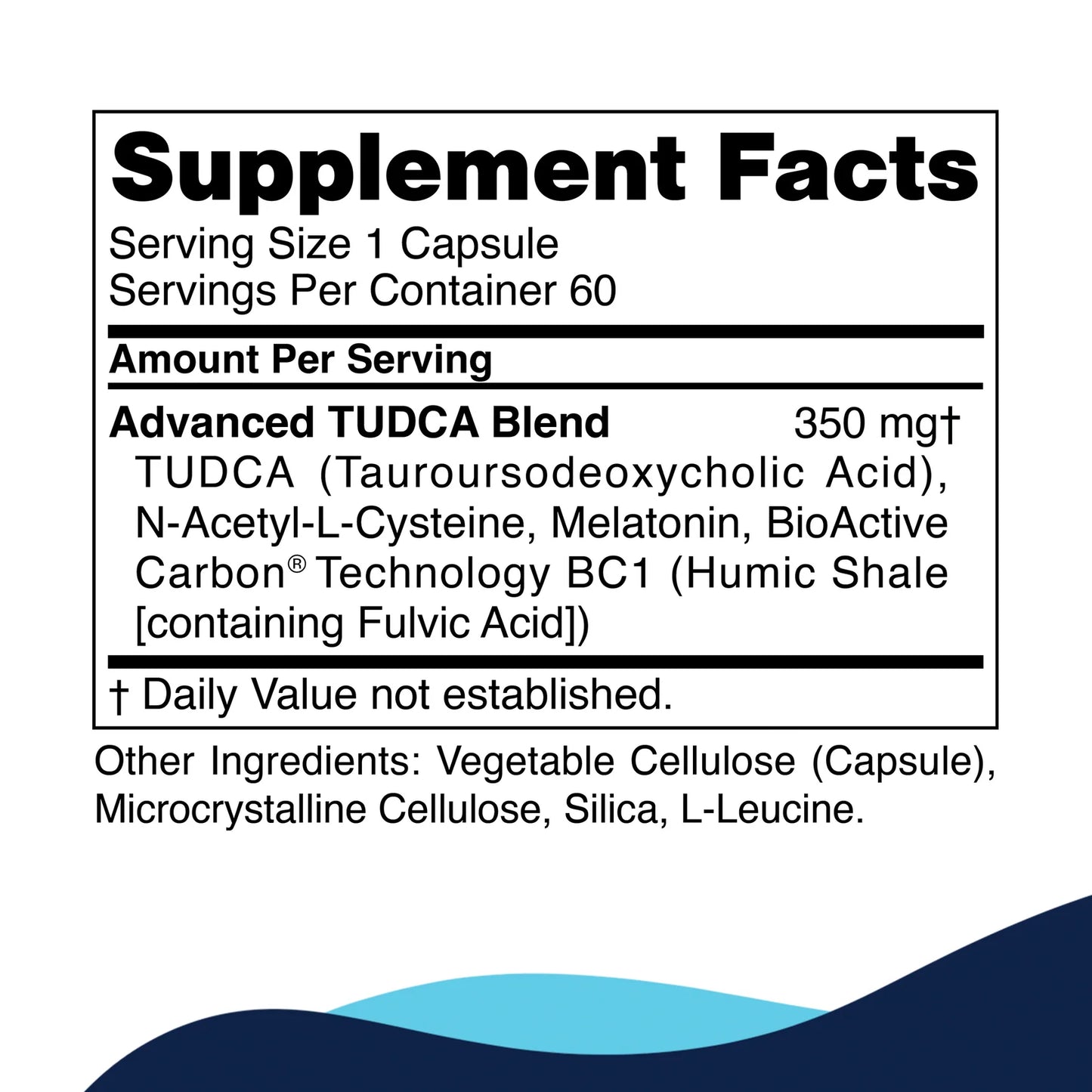 Supplement facts label with detailed ingredient list on a white background