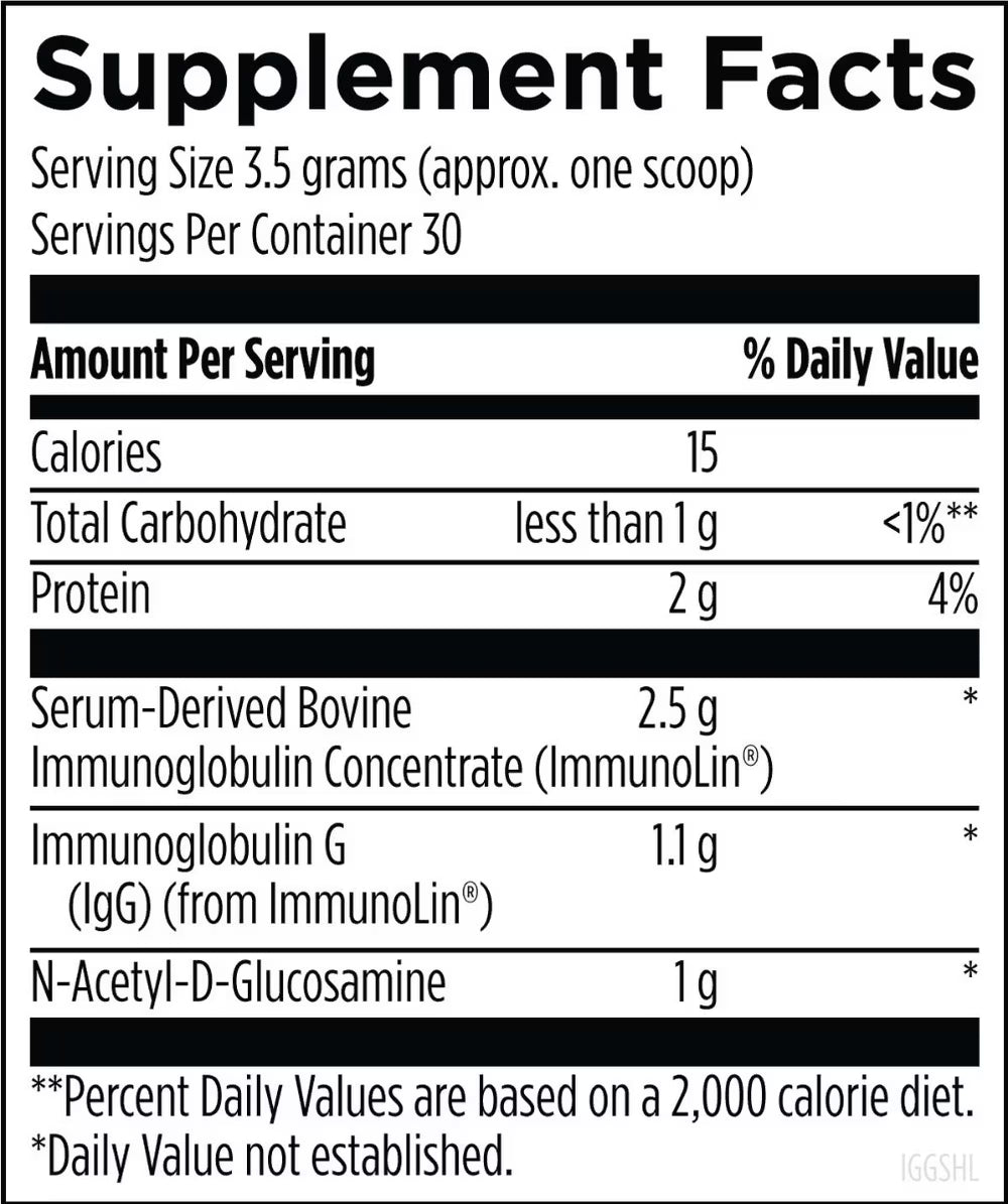 Supplement facts label with nutritional information on a white background