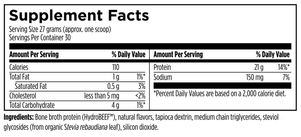 Supplement facts label with nutritional information and ingredients listed.