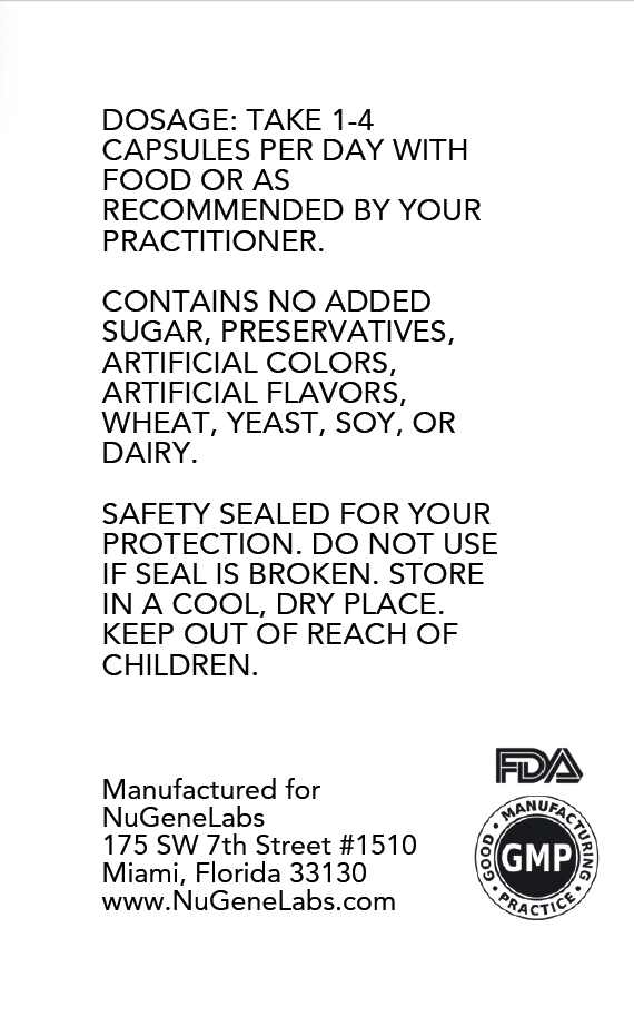 Supplement label with dosage instructions and product details on a white background