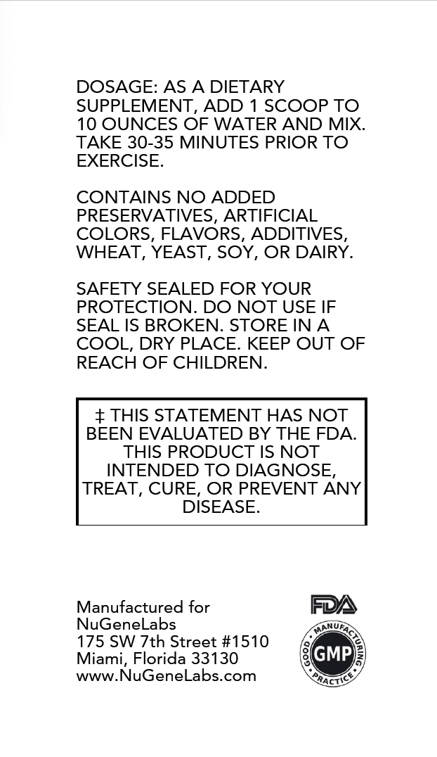 Back label of a dietary supplement container with text and NuGeneLabs branding.