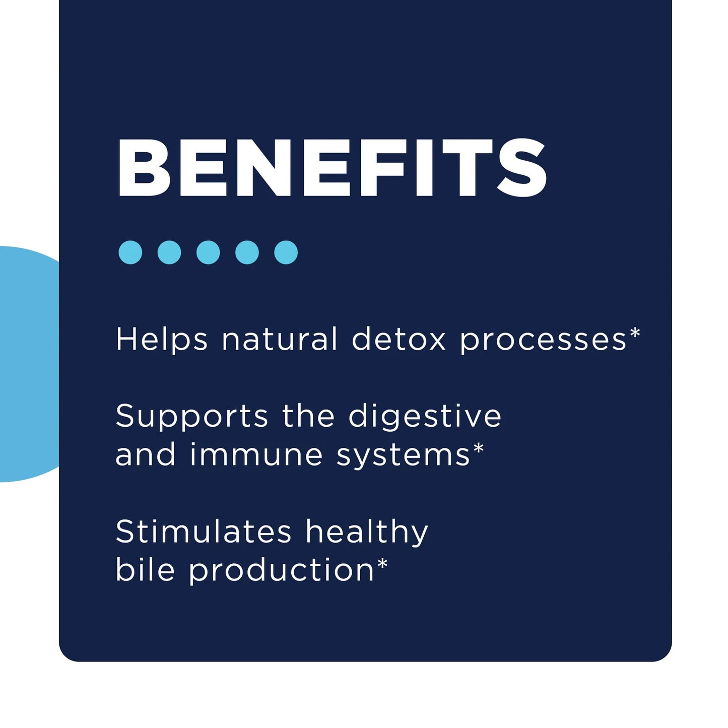 List of benefits on a blue background