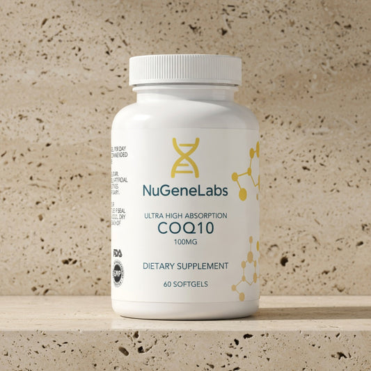 NuGeneLabs CoQ10 supplement bottle - Mitochondrial Function