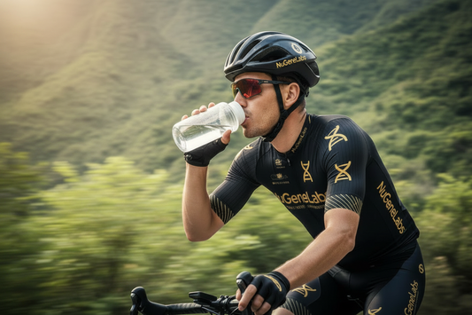 Bicycle racer wearing NuGeneLabs race outfit