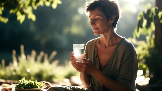 Woman holding a glass of water