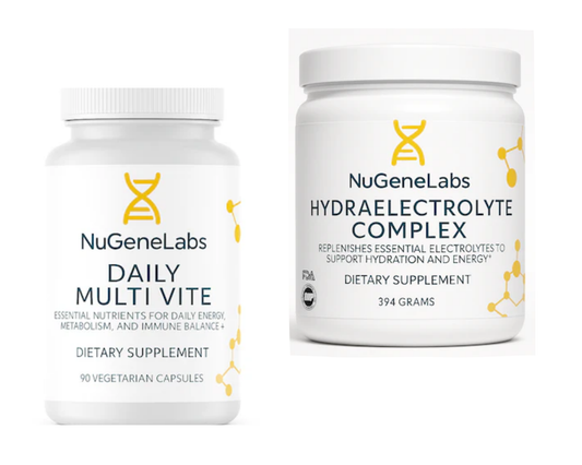 Two NuGeneLabs dietary supplement containers on a white background