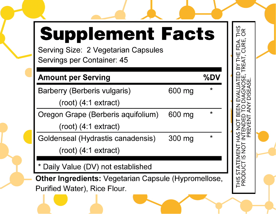 NuGeneLabs Berberine supplement label with supplement facts and ingredients.
