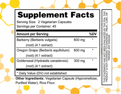 NuGeneLabs Berberine supplement label with supplement facts and ingredients.