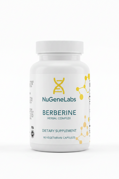 NuGeneLabs Berberine dietary supplement bottle on a white background