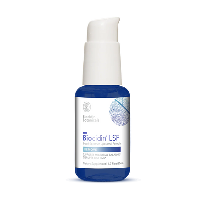 Bottle of Biocidin LSF on a white background