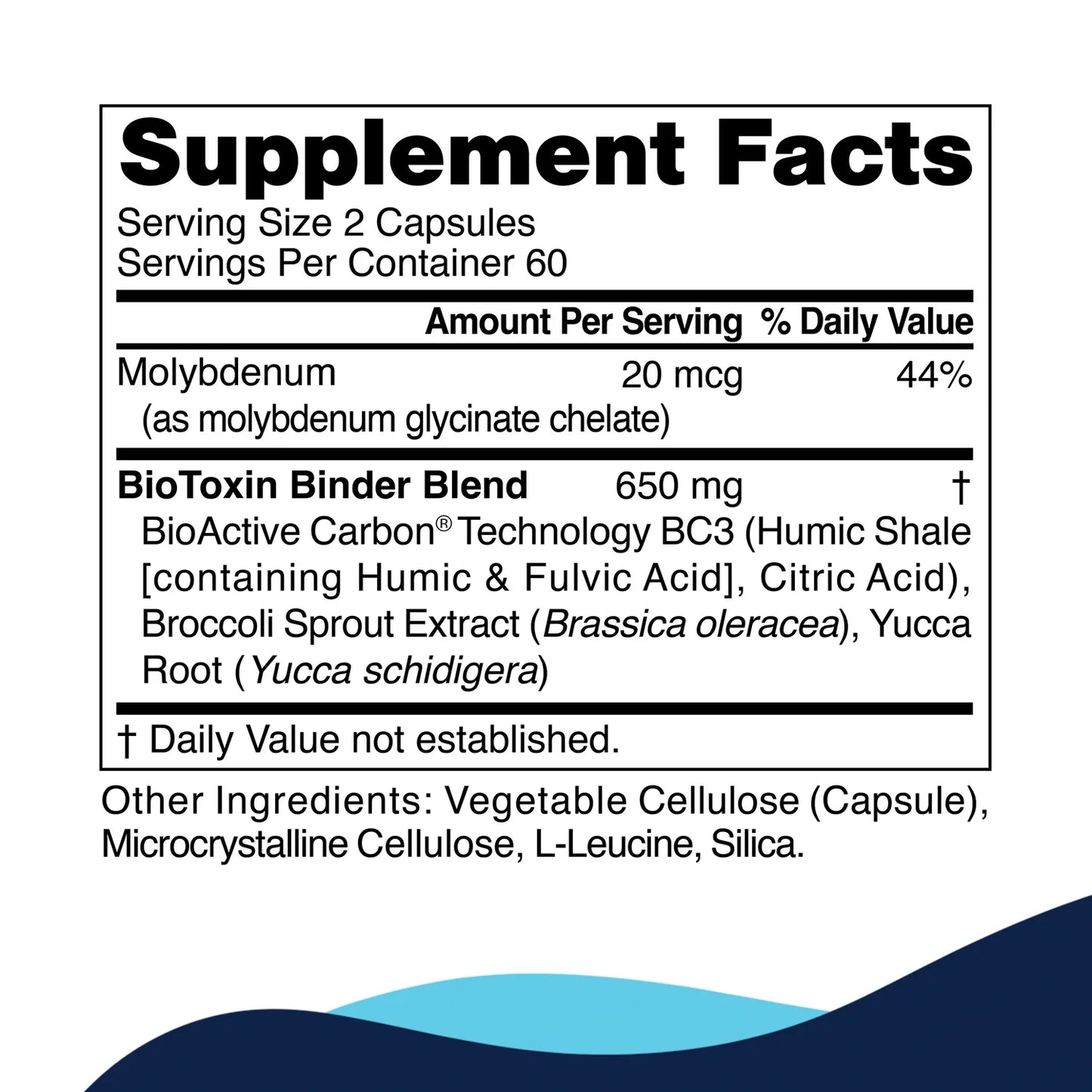 Supplement facts label with detailed nutritional information on a white background