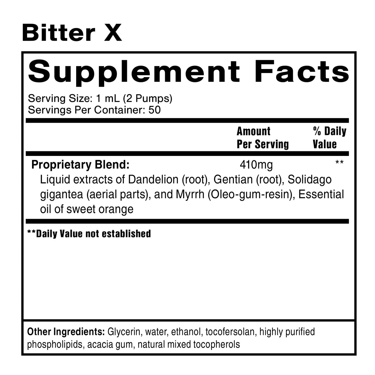 Bitter X supplement facts