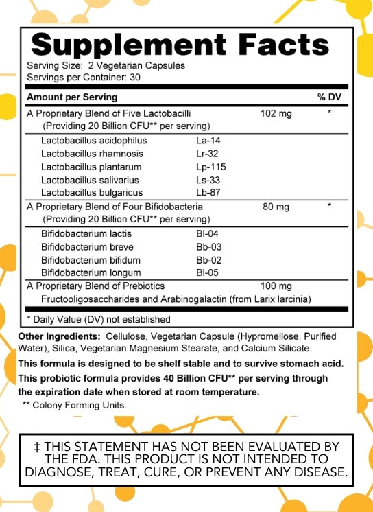 PB-40 Gut Balance supplement facts