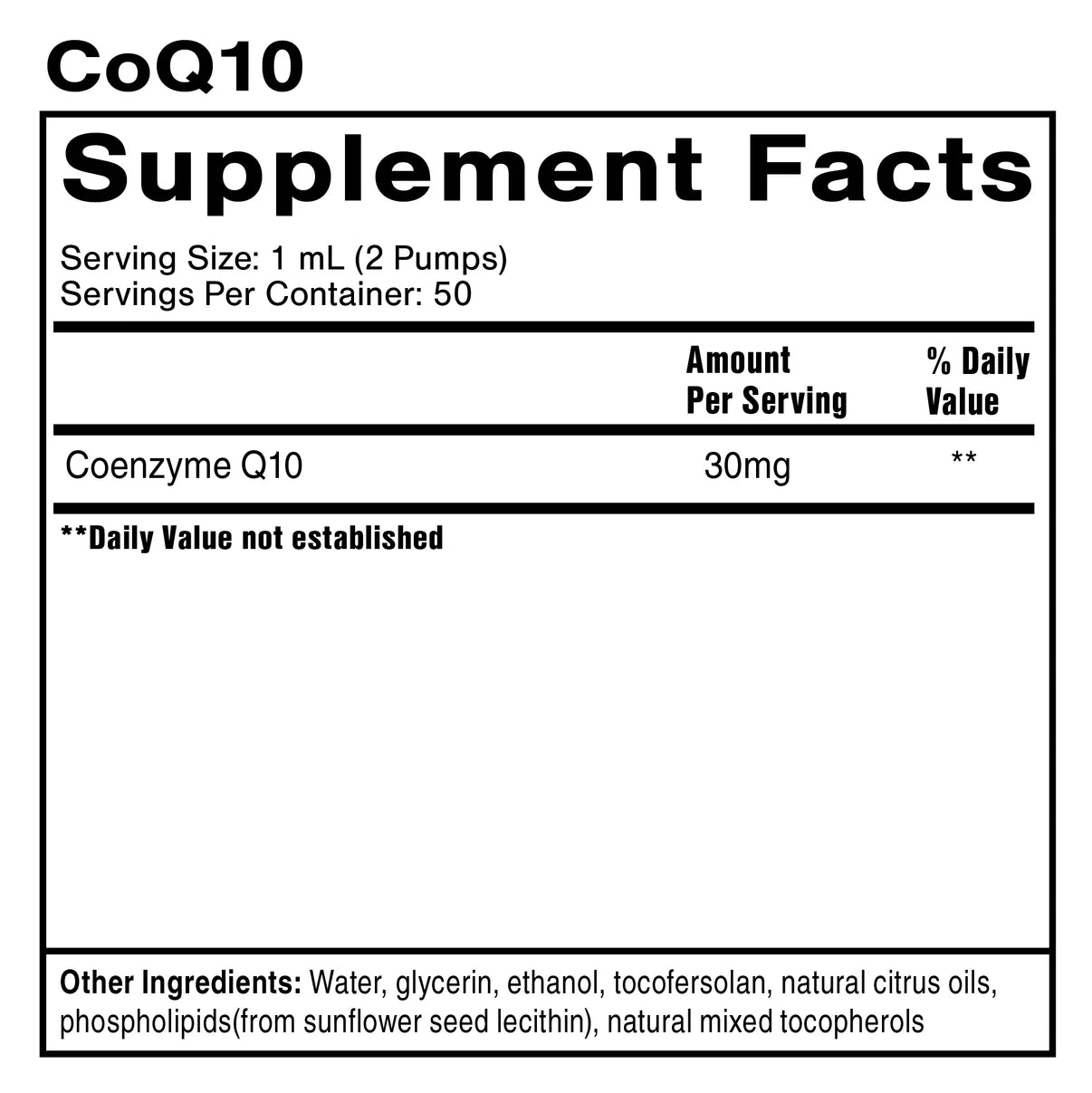 COQ10 supplement facts