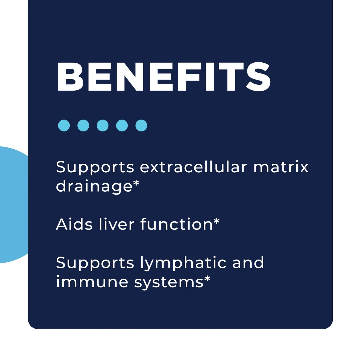 List of benefits on a blue background