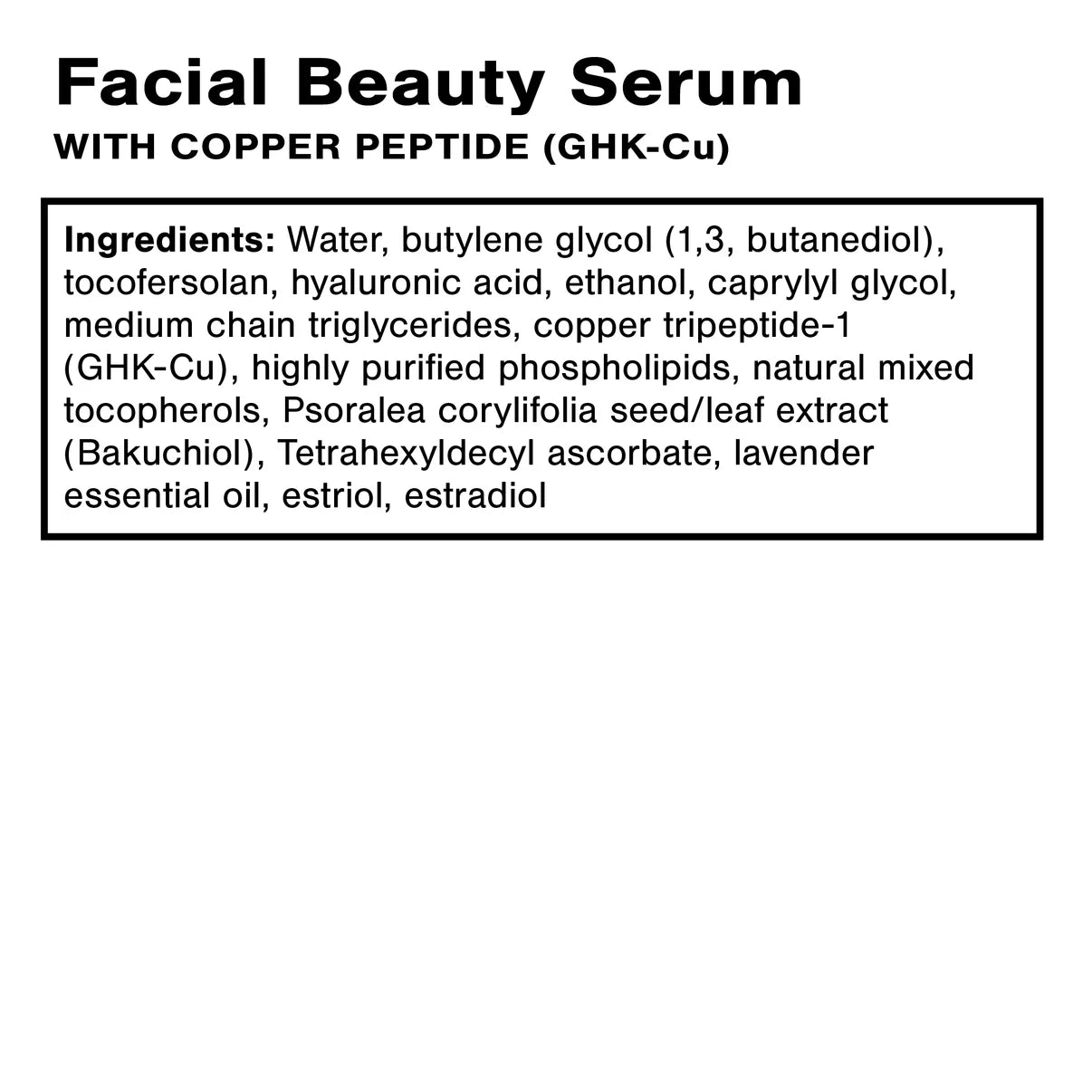 Facial Beauty Serum ingredients