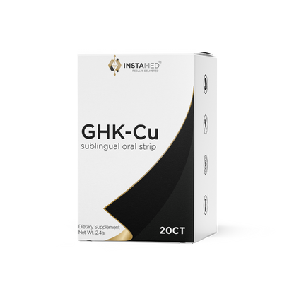 Instamed GHK-Cu sublingual oral strip packaging on a white background
