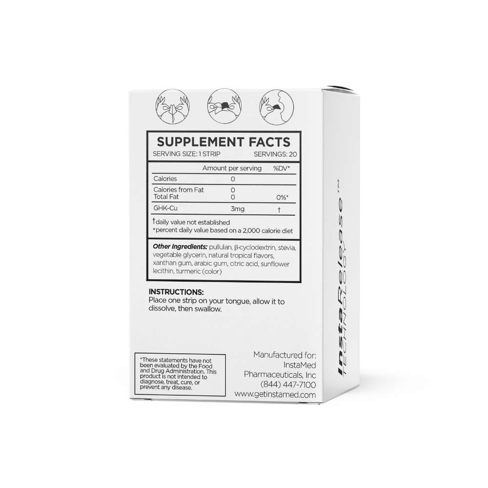 GHK-Cu Peptide supplement facts label on a white background