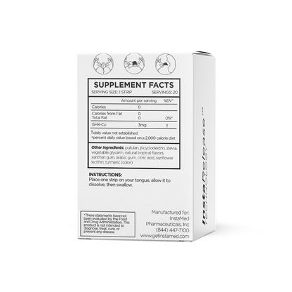 GHK-Cu Peptide supplement facts label on a white background