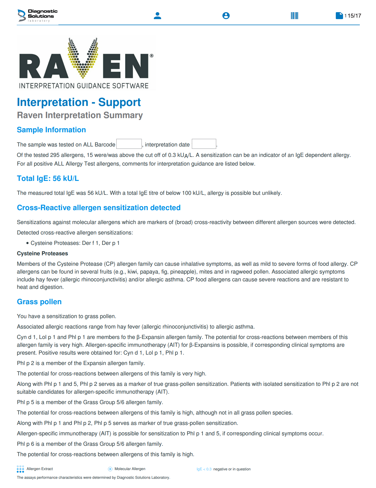 Screen shot of Raven Interpretation Guidance Software on a white background