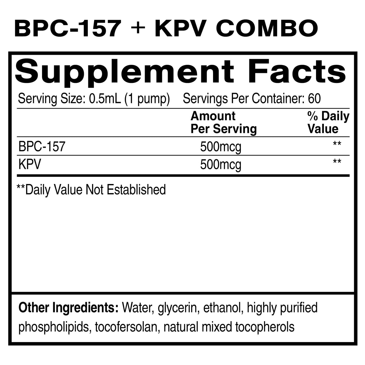 Liposomal BPC-157+KPV Oral Peptide supplement facts