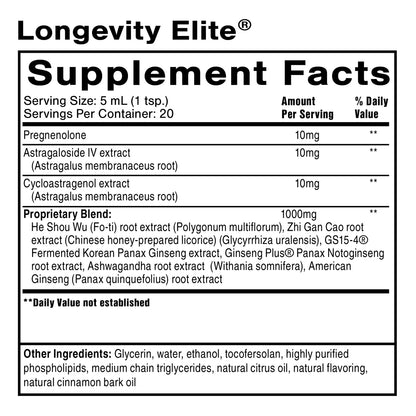 Longevity Elite supplement facts