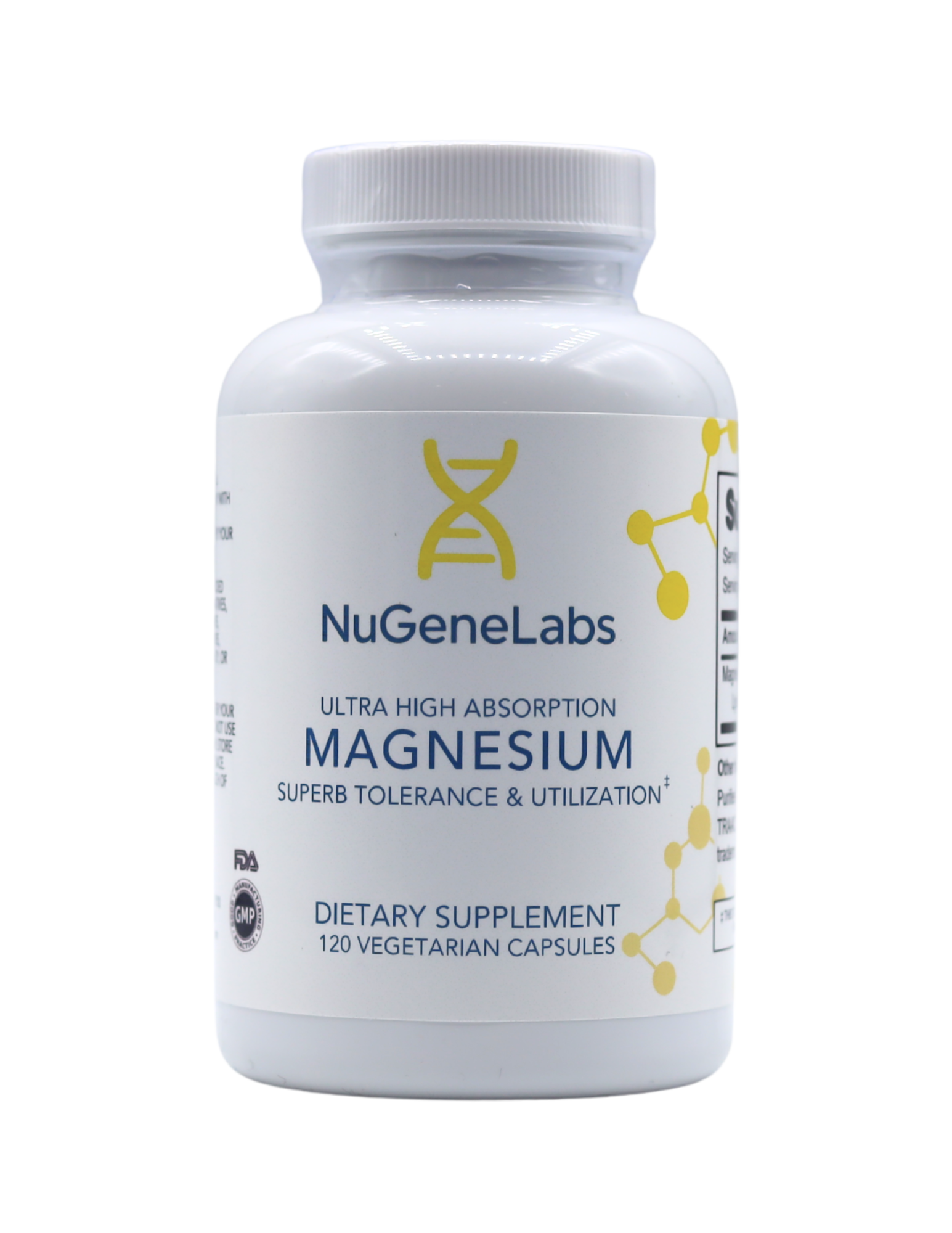 NuGeneLabs magnesium supplement bottle on a clear background