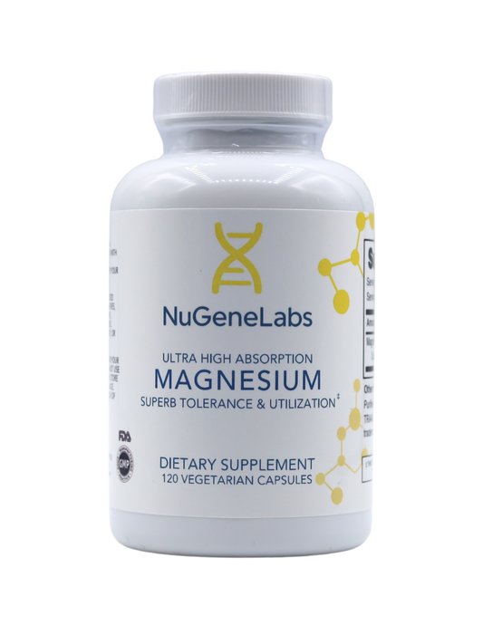 NuGeneLabs magnesium supplement bottle on a clear background