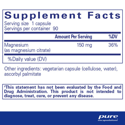 Magnesium Citrate supplement facts