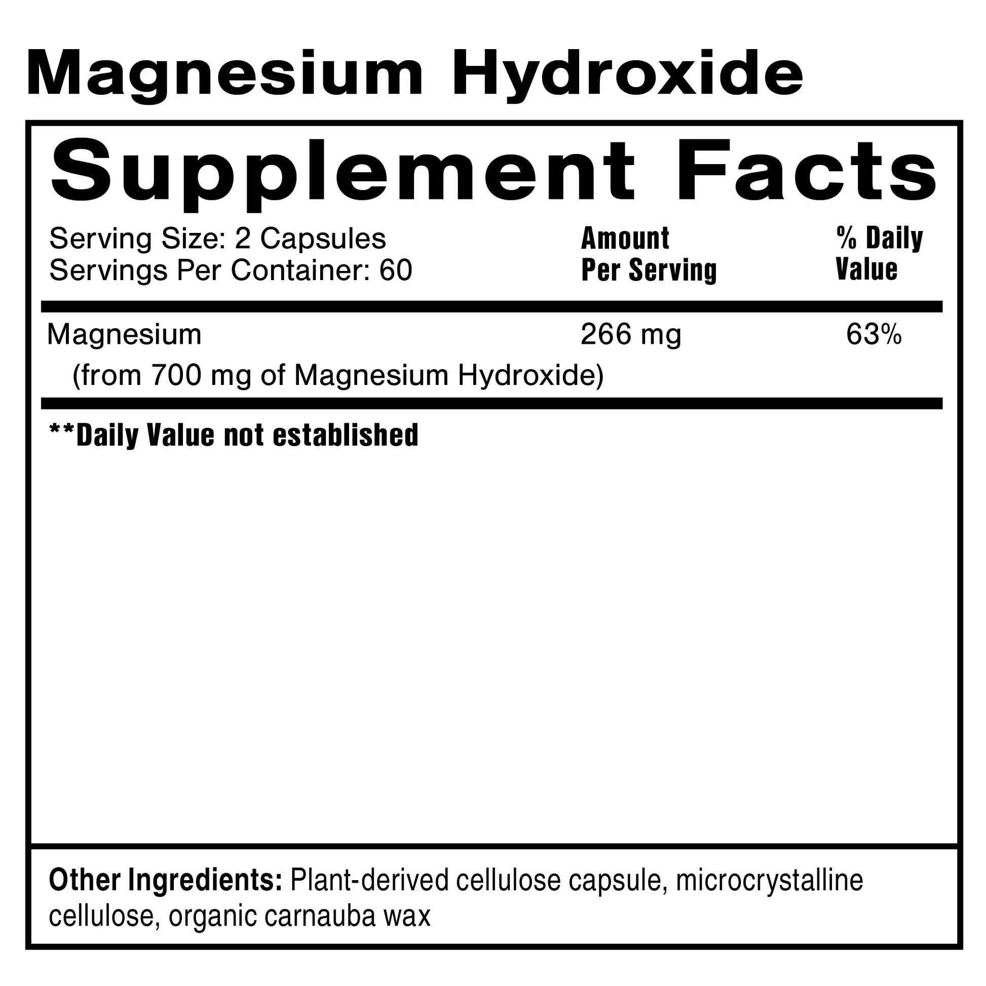 Magnesium Hydroxide Supplement Facts