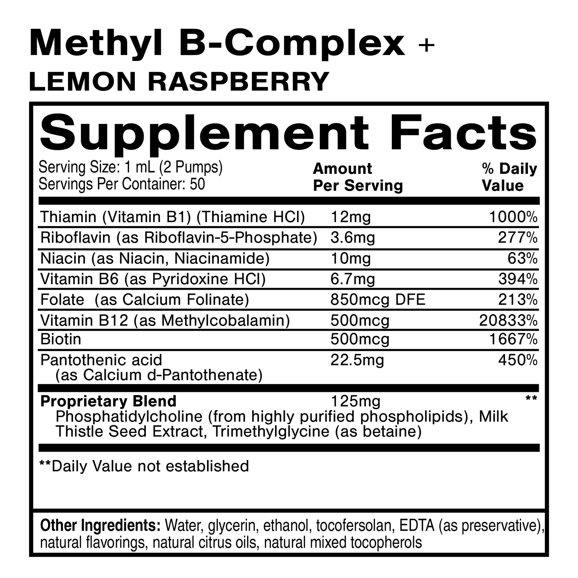 Methyl B Complex supplement facts