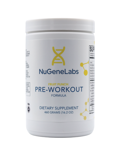 NuGeneLabs pre-workout supplement container on a white background