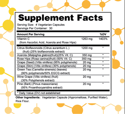 NuGeneLabs BIO C Complex dietary supplement label with supplement facts and branding.