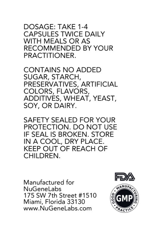 NuGeneLabs BIO C Complex dietary supplement label with supplement suggested use instructions.