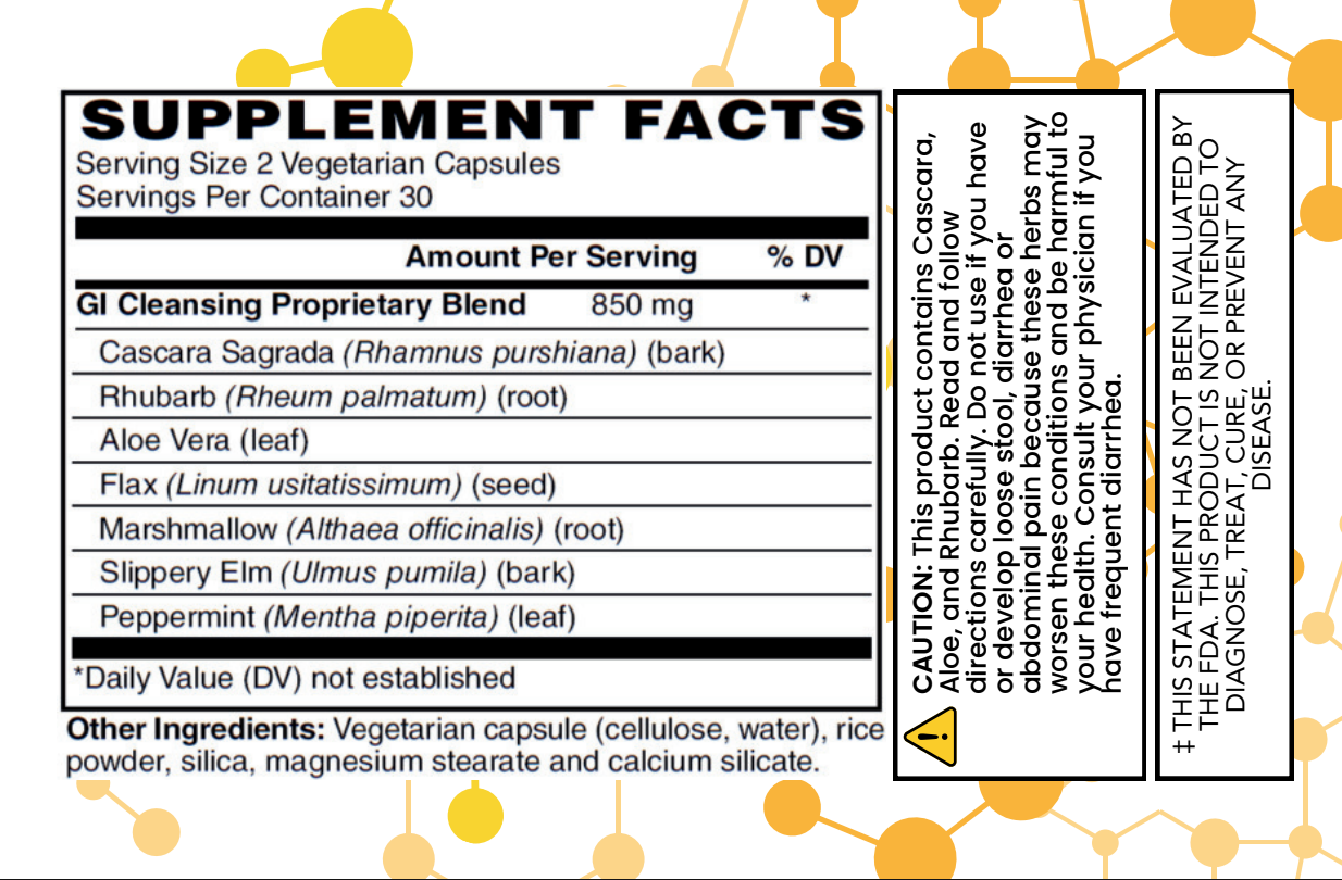 Supplement facts label with ingredients and warnings on a white background