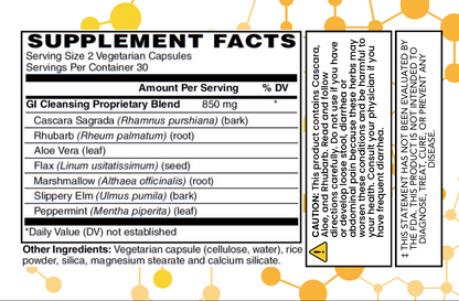 Supplement facts label with ingredients and warnings on a white background