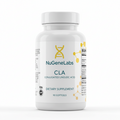 NuGeneLabs CLA dietary supplement label with supplement facts and ingredients.