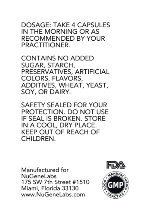 NuGeneLabs Cognitive Support dietary supplement label with suggested use instructions.