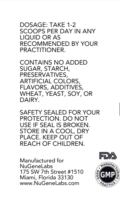 Back label of a supplement container with dosage instructions and product details.