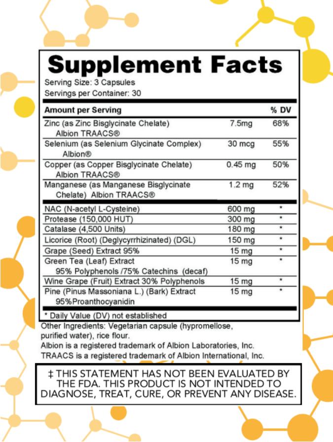 NuGeneLabs immune and healing support supplement label with supplement facts and graphics.