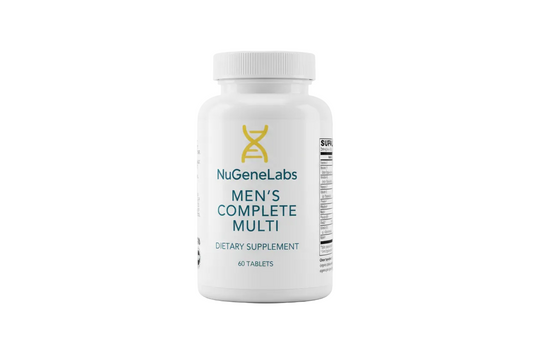 NuGeneLabs Men's Complete Multi dietary supplement white bottle.