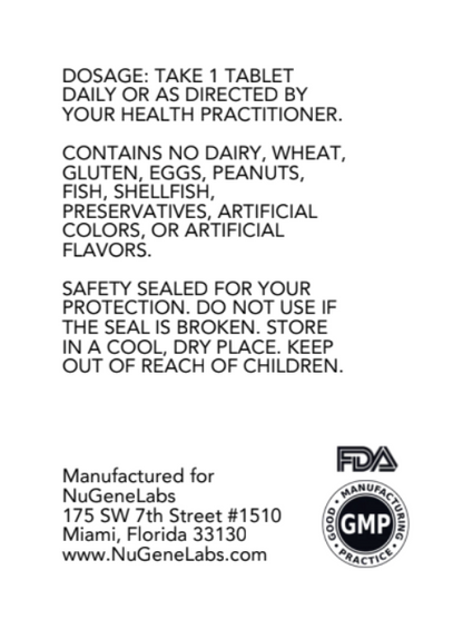 NuGeneLabs Men's Complete Multi dietary supplement label with molecular structures and suggested use instructions.