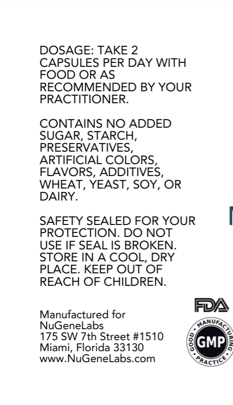 Product label with dosage instructions and safety information on a white background