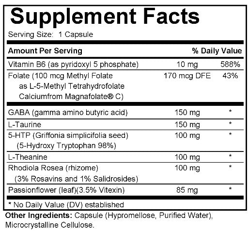NuGeneLabs Mood Elevate supplement facts label with various nutrients listed on a white background