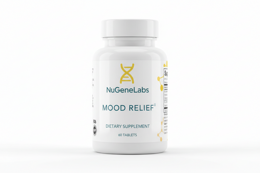 NuGeneLabs Mood Relief supplement bottle with branding.