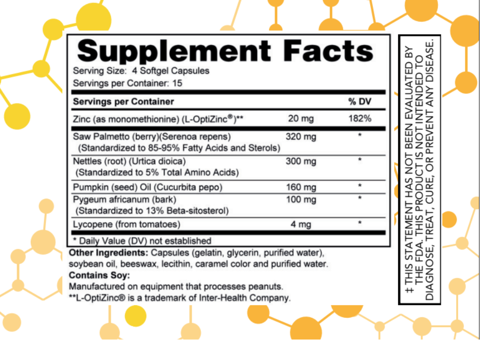 NuGeneLabs Prostate Support supplement facts label