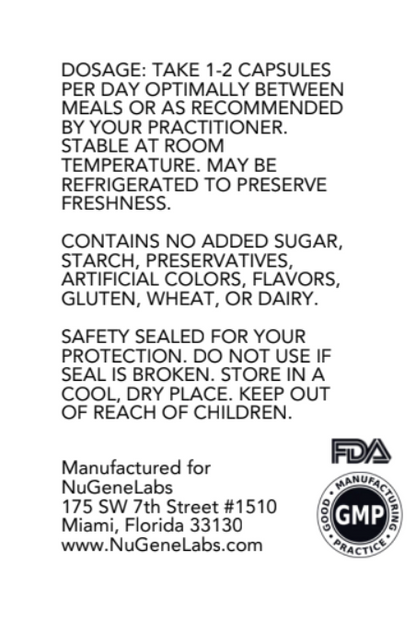 Suggested use for Saccharomyces Boulardii supplement by NuGeneLabs.