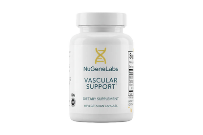 Supplement bottle for NuGeneLabs Vascular Support dietary supplement.