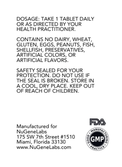 NuGeneLabs Women's Complete Multi supplement label with suggested use instructions.